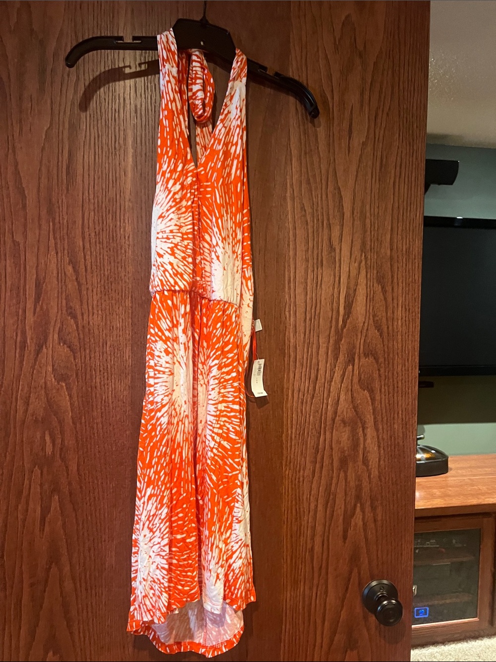 Orange and White Halter  Dress